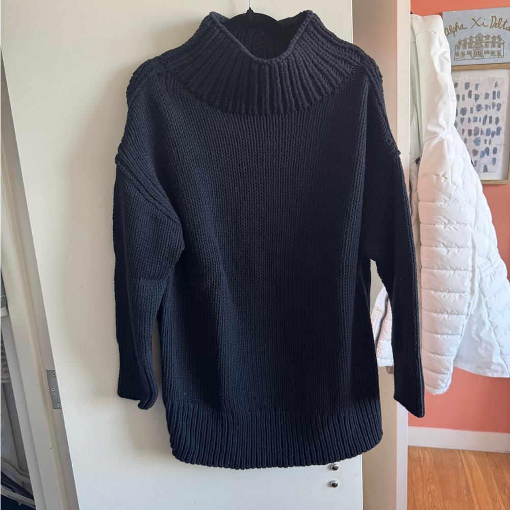 Lafayette 148 New York Navy Blue Cowl Neck Sweater